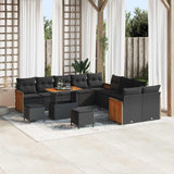 vidaXL Tuinbank Set met kussen 17 pcs Zwart poly rattan