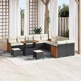 vidaXL Tuinbank Set met kussen 17 pcs Zwart poly rattan