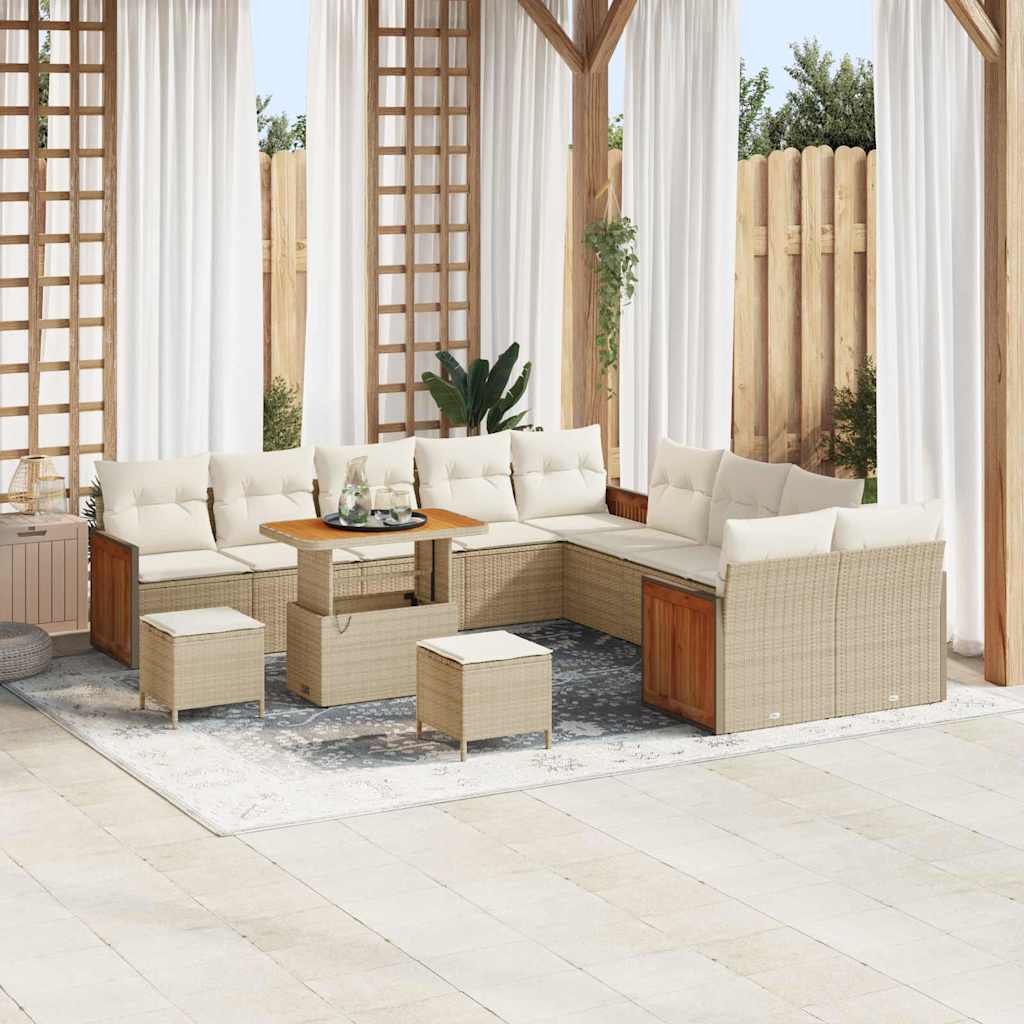 vidaXL Tuinbank Set met kussen 17 pcs Zwart poly rattan