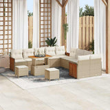 vidaXL Tuinbank Set met kussen 17 pcs Zwart poly rattan
