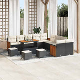 vidaXL Tuinbank Set met kussen 17 pcs Zwart poly rattan