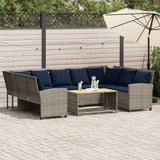 vidaXL Tuinbank 5-zits met kussens poly rattan grijs