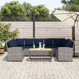 vidaXL Tuinbank 5-zits met kussens poly rattan grijs