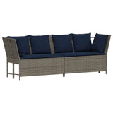 vidaXL Tuinbank 5-zits met kussens poly rattan grijs
