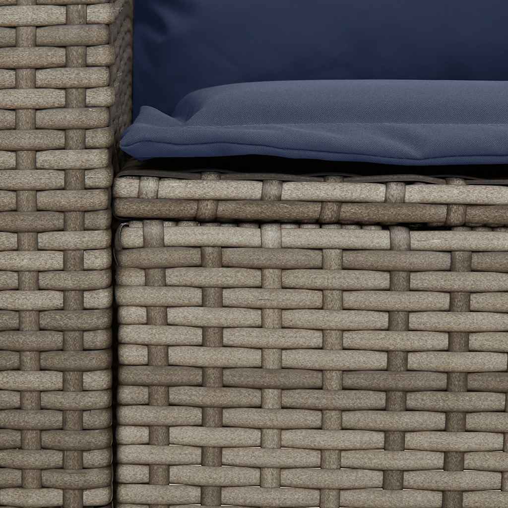 vidaXL Tuinbank 5-zits met kussens poly rattan grijs