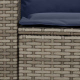 vidaXL Tuinbank 5-zits met kussens poly rattan grijs