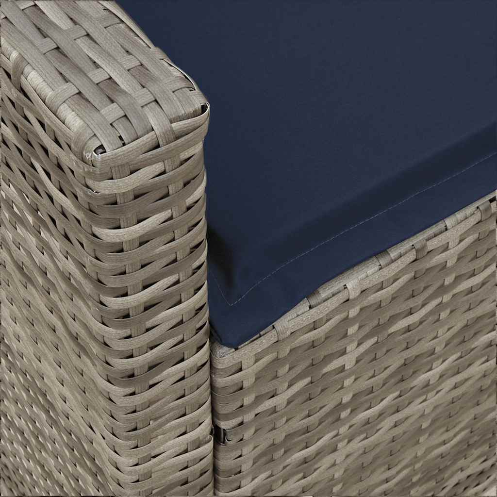 vidaXL Tuinbank 5-zits met kussens poly rattan grijs