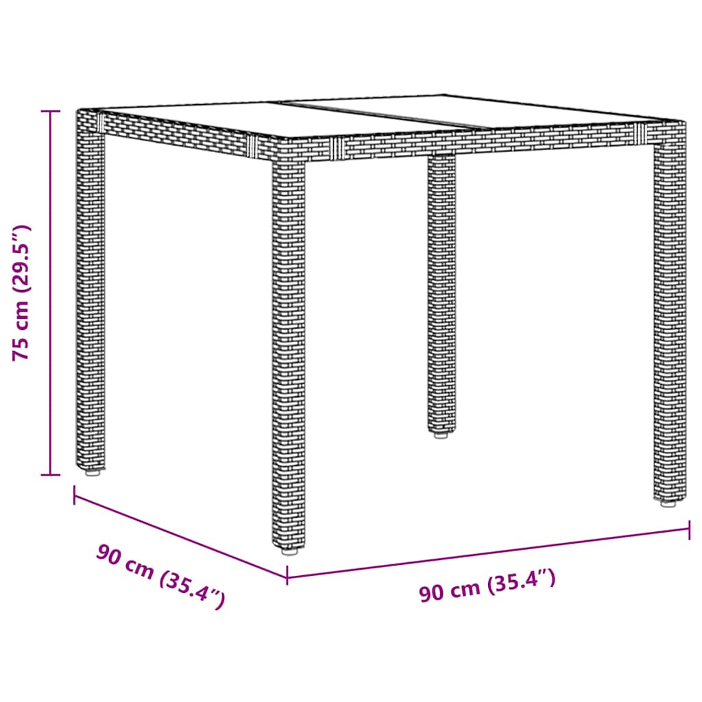 vidaXL Tuin Eettafel Set 3 pcs Zwart poly rattan