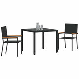 vidaXL Tuin Eettafel Set 3 pcs Zwart poly rattan