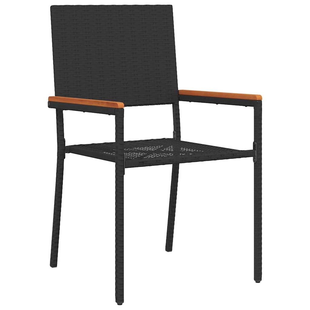 vidaXL Tuin Eettafel Set 3 pcs Zwart poly rattan