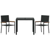 vidaXL Tuin Eettafel Set 3 pcs Zwart poly rattan