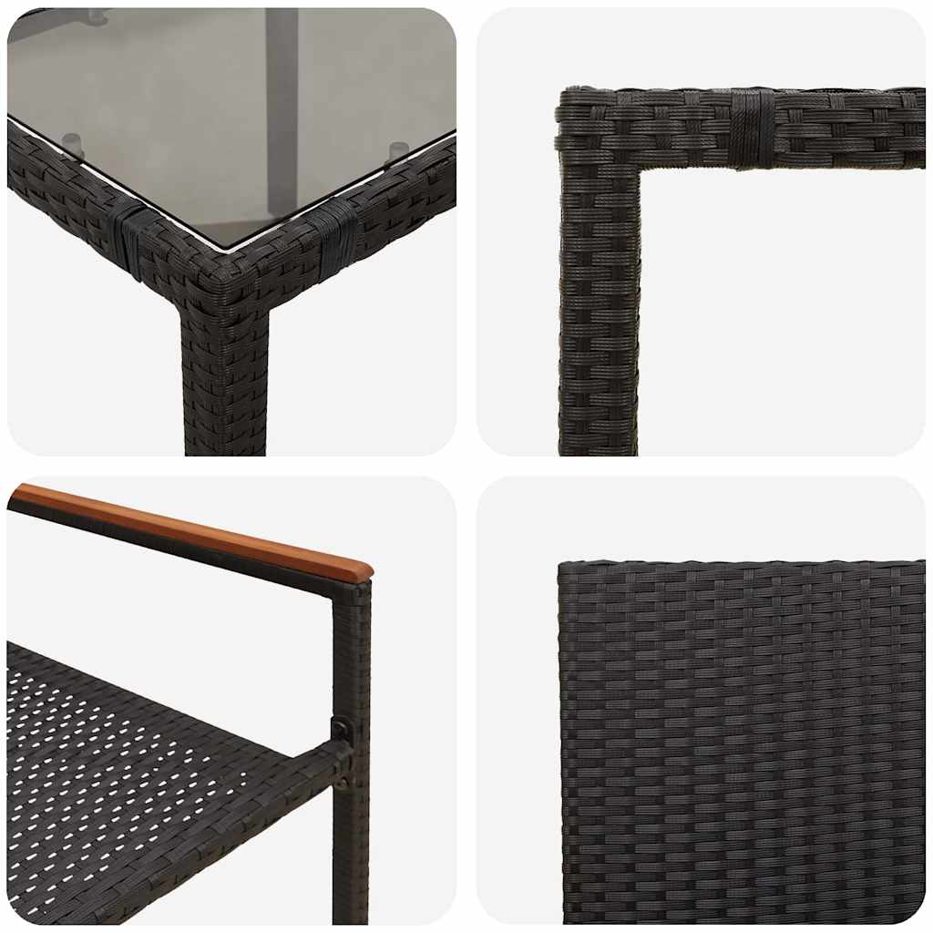 vidaXL Tuin Eettafel Set 3 pcs Zwart poly rattan