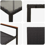 vidaXL Tuin Eettafel Set 3 pcs Zwart poly rattan