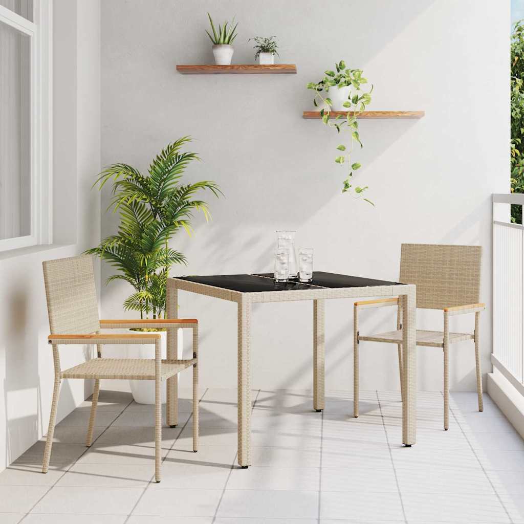 vidaXL Tuin Eettafel Set 3 pcs Zwart poly rattan