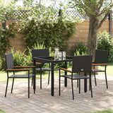 vidaXL Tuin Eettafel Set 3 pcs Zwart poly rattan