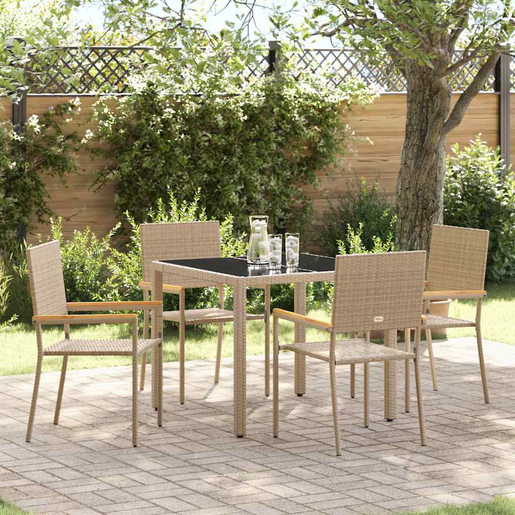 vidaXL Tuin Eettafel Set 3 pcs Zwart poly rattan