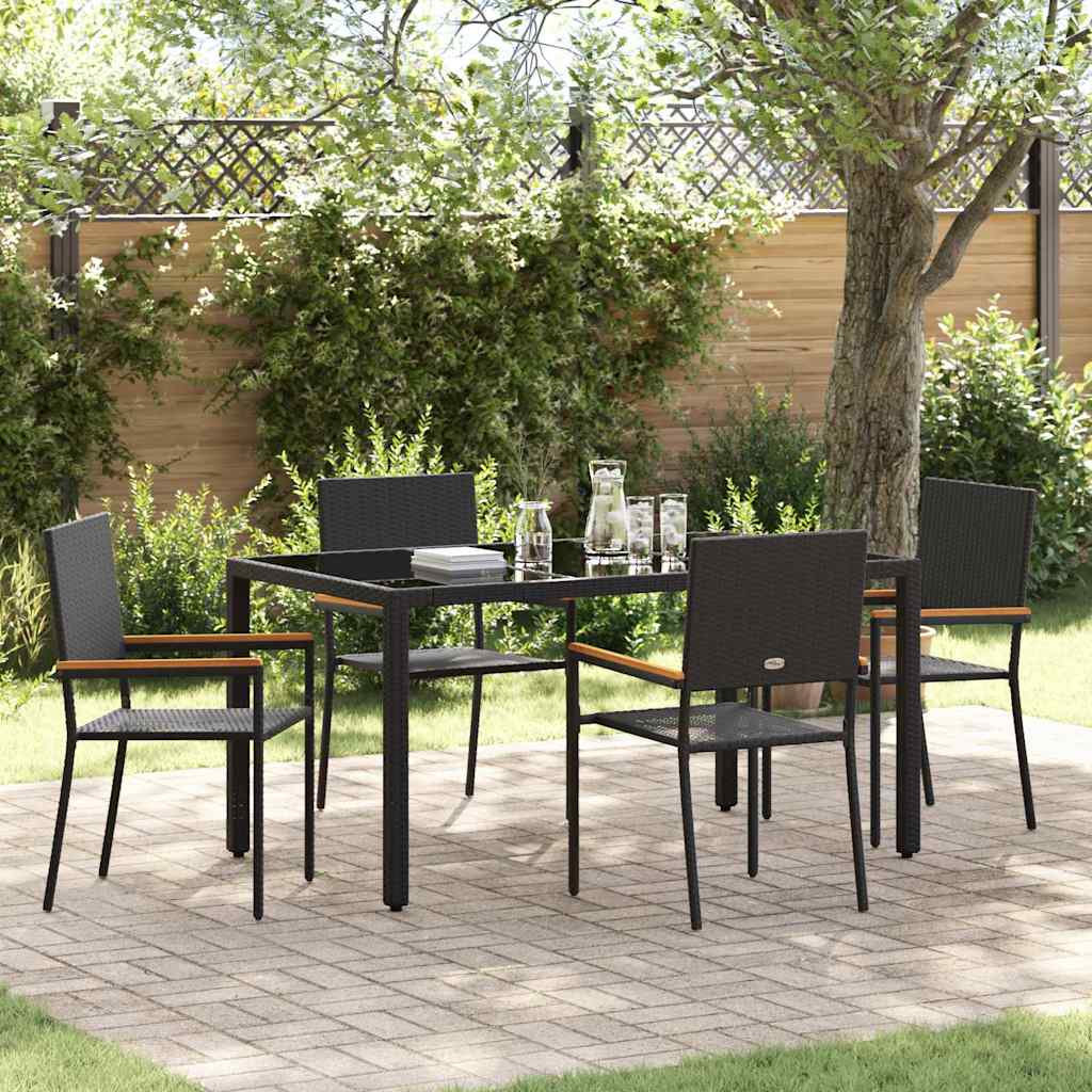 vidaXL Tuin Eettafel Set 3 pcs Zwart poly rattan