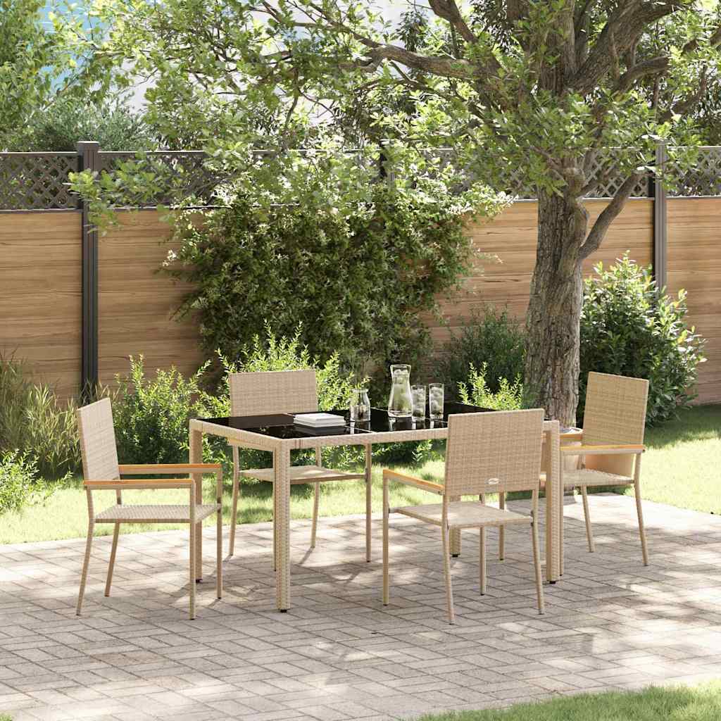 vidaXL Tuin Eettafel Set 3 pcs Zwart poly rattan