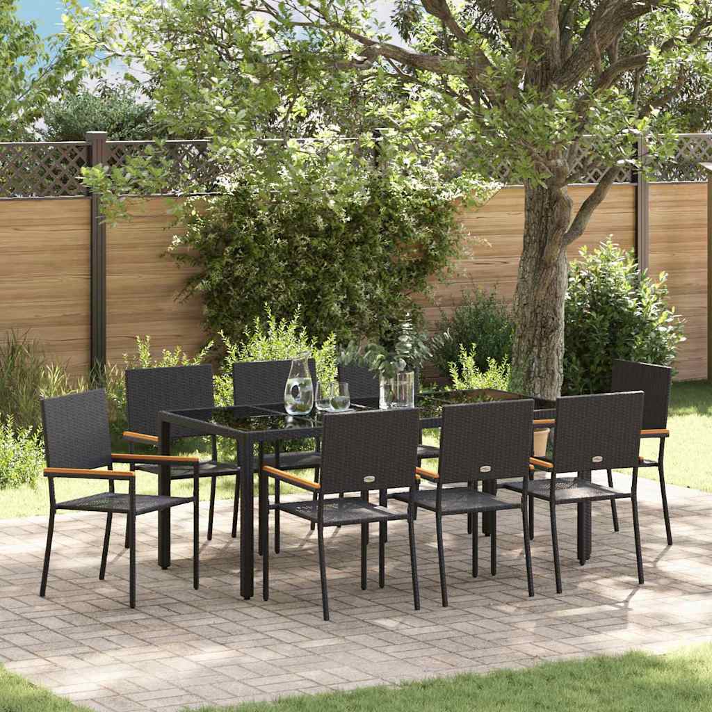 vidaXL Tuin Eettafel Set 3 pcs Zwart poly rattan