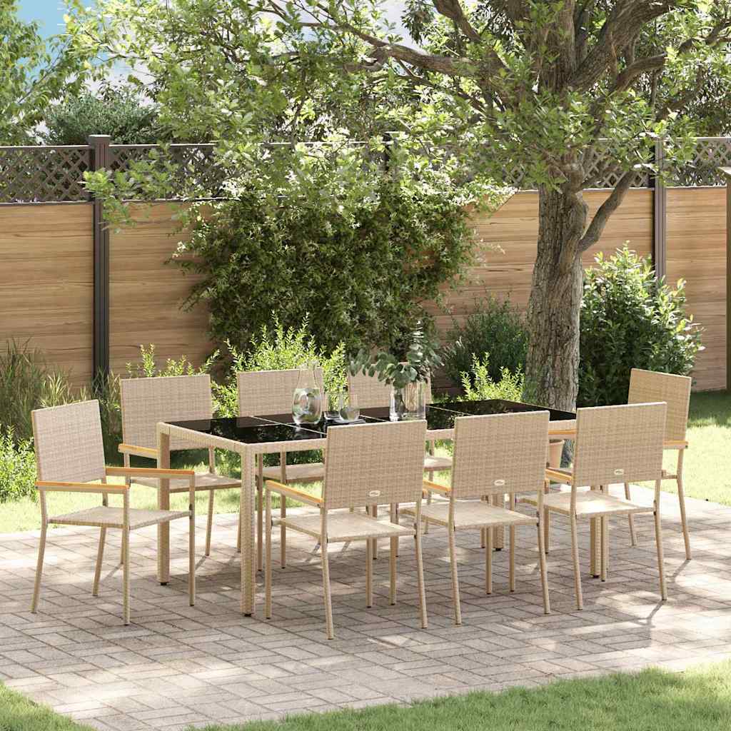 vidaXL Tuin Eettafel Set 3 pcs Zwart poly rattan