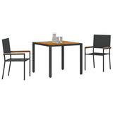 vidaXL Tuin Eettafel Set 3 pcs Zwart poly rattan