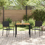vidaXL Tuin Eettafel Set 3 pcs Zwart poly rattan