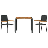vidaXL Tuin Eettafel Set 3 pcs Zwart poly rattan