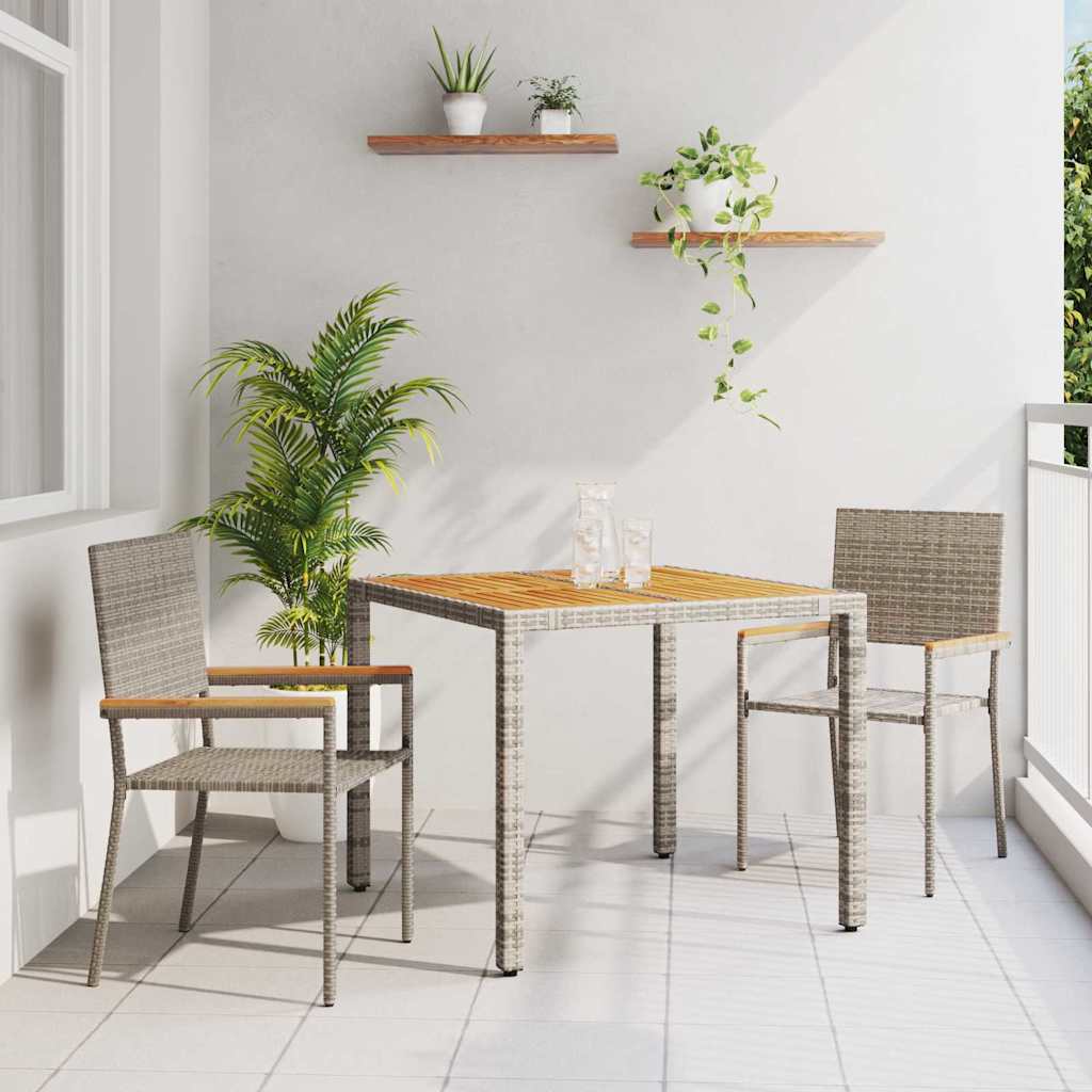 vidaXL Tuin Eettafel Set 3 pcs Zwart poly rattan