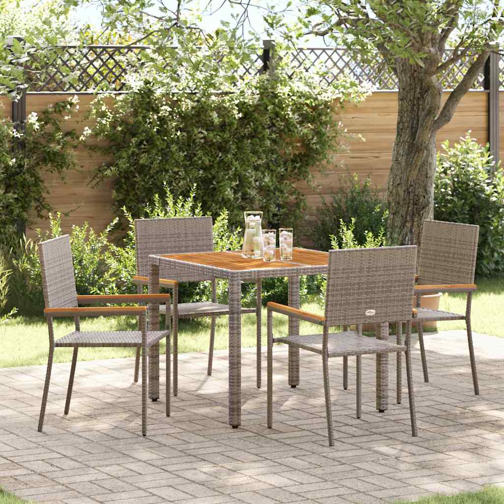 vidaXL Tuin Eettafel Set 3 pcs Zwart poly rattan