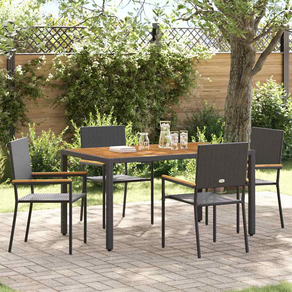 vidaXL Tuin Eettafel Set 3 pcs Zwart poly rattan