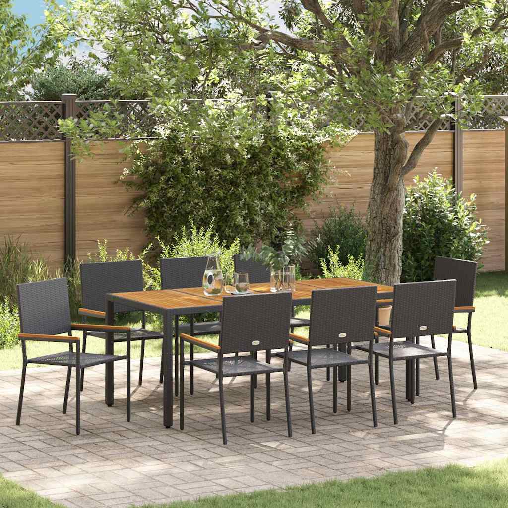 vidaXL Tuin Eettafel Set 3 pcs Zwart poly rattan