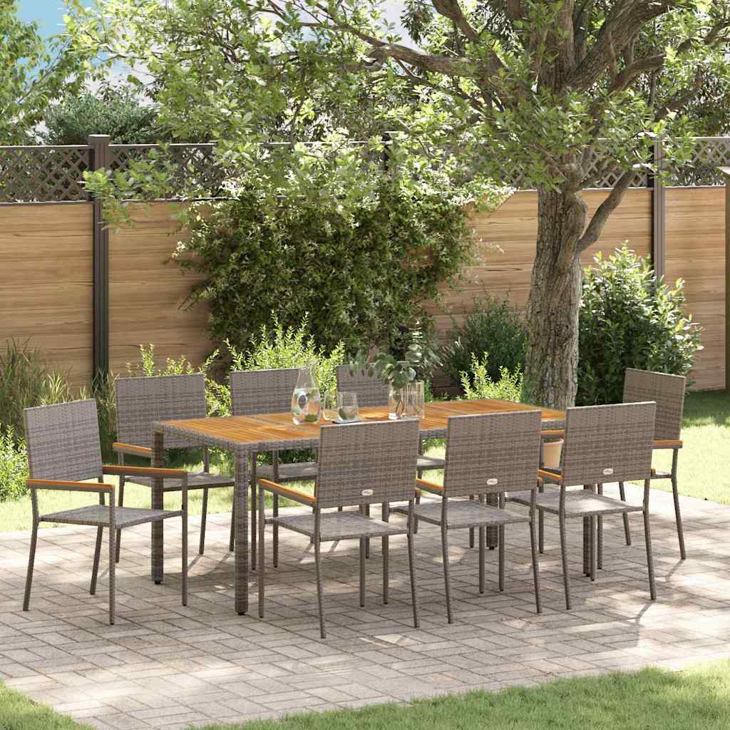 vidaXL Tuin Eettafel Set 3 pcs Zwart poly rattan