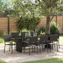 vidaXL Tuin Eettafel Set 9 pcs Zwart poly rattan