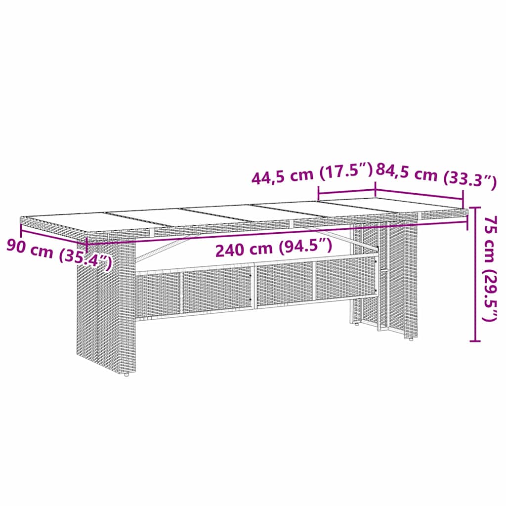 vidaXL Tuin Eettafel Set 9 pcs Zwart poly rattan