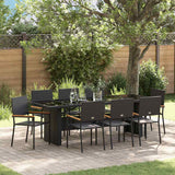 vidaXL Tuin Eettafel Set 9 pcs Zwart poly rattan