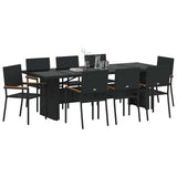 vidaXL Tuin Eettafel Set 9 pcs Zwart poly rattan