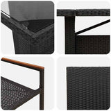 vidaXL Tuin Eettafel Set 9 pcs Zwart poly rattan