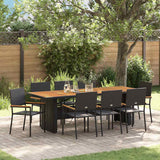 vidaXL Tuin Eettafel Set 9 pcs Zwart poly rattan