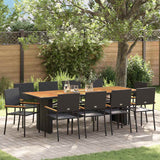 vidaXL Tuin Eettafel Set 9 pcs Zwart poly rattan