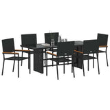 vidaXL Garden Dining Set 7 pcs Black poly rattan