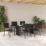vidaXL Garden Dining Set 7 pcs Black poly rattan