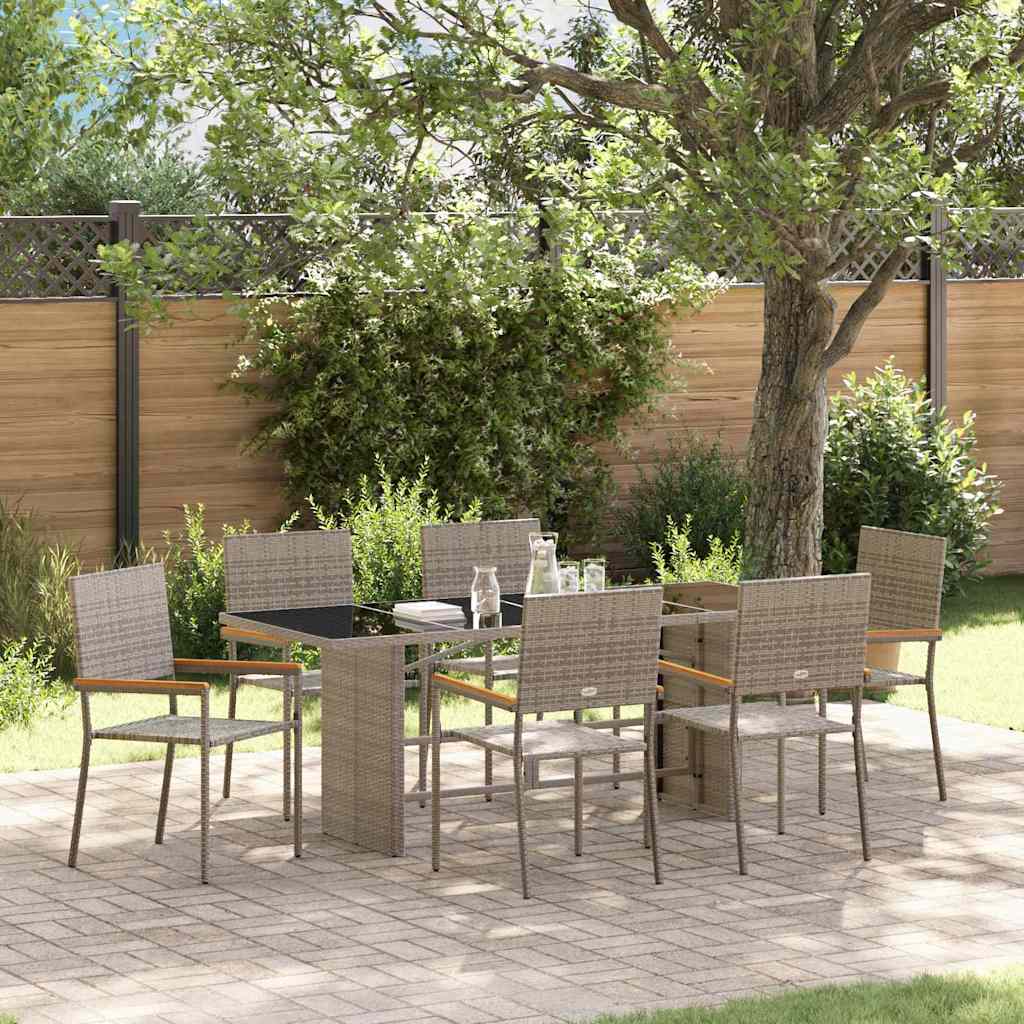 vidaXL Garden Dining Set 7 pcs Black poly rattan