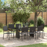 vidaXL Garden Dining Set 7 pcs Black poly rattan