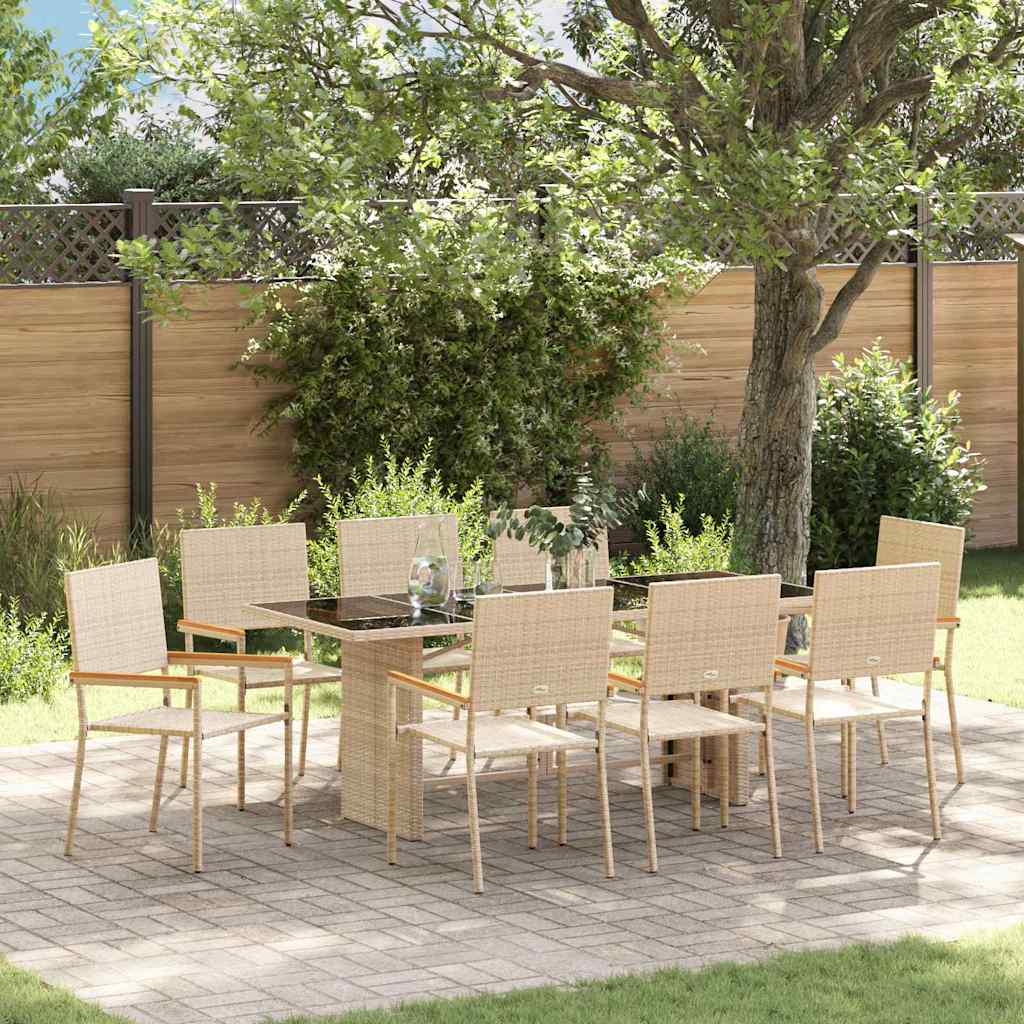vidaXL Garden Dining Set 7 pcs Black poly rattan
