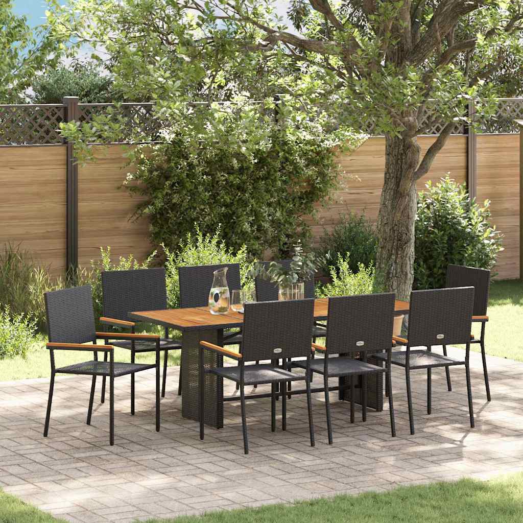 vidaXL Garden Dining Set 7 pcs Black poly rattan