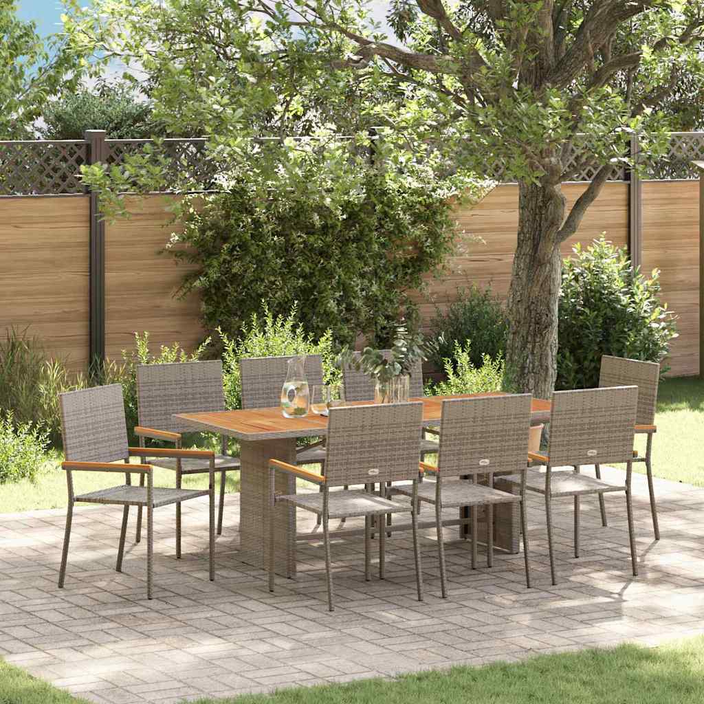 vidaXL Garden Dining Set 7 pcs Black poly rattan