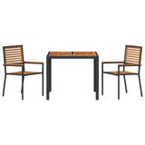 vidaXL Garden Dining Set 3 pcs Black and Brown Poly Rattan