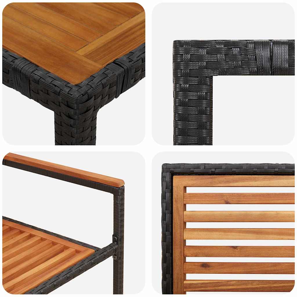 vidaXL Garden Dining Set 3 pcs Black and Brown Poly Rattan