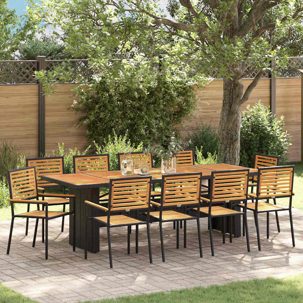 vidaXL Garden Dining Set 9 pcs Black and Brown poly rattan