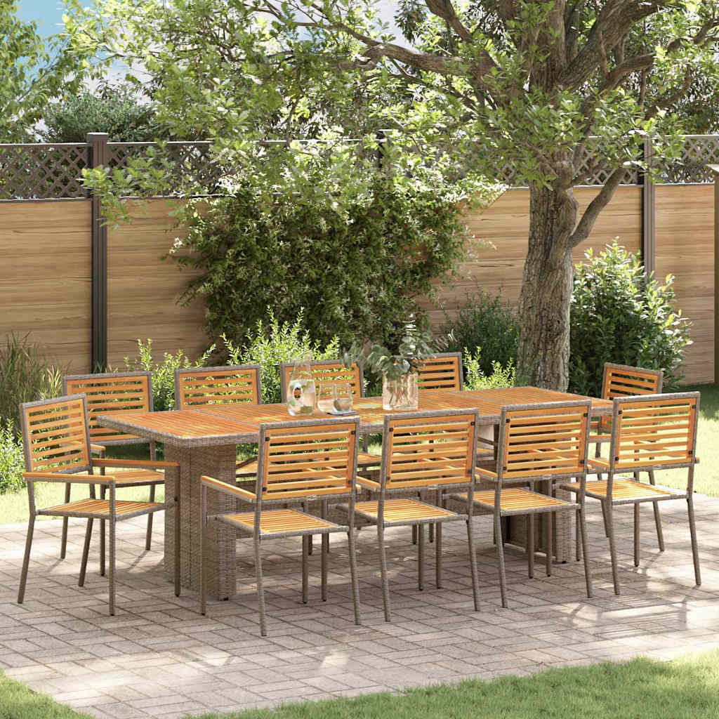 vidaXL Garden Dining Set 9 pcs Black and Brown poly rattan